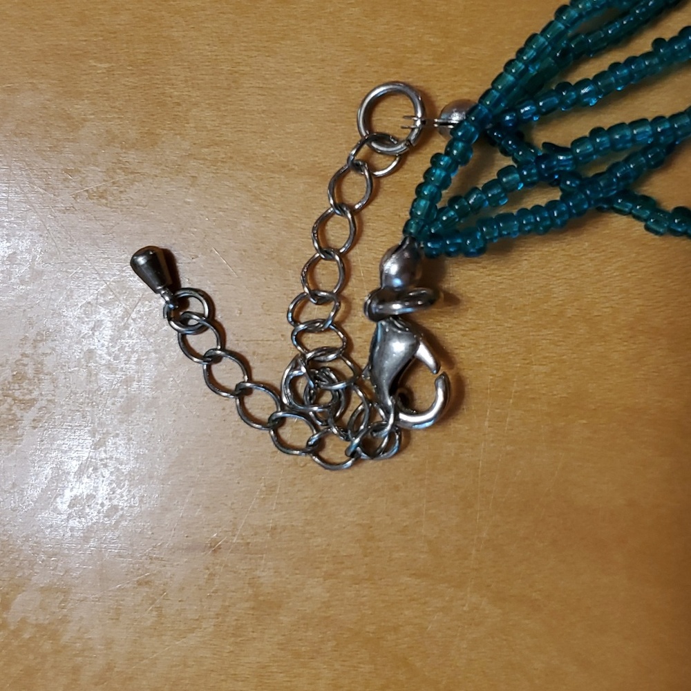 Women's Glass beaded necklace, Beautiful Unique design 💙💚💙 Decor Art Glass - Picture 4 of 4